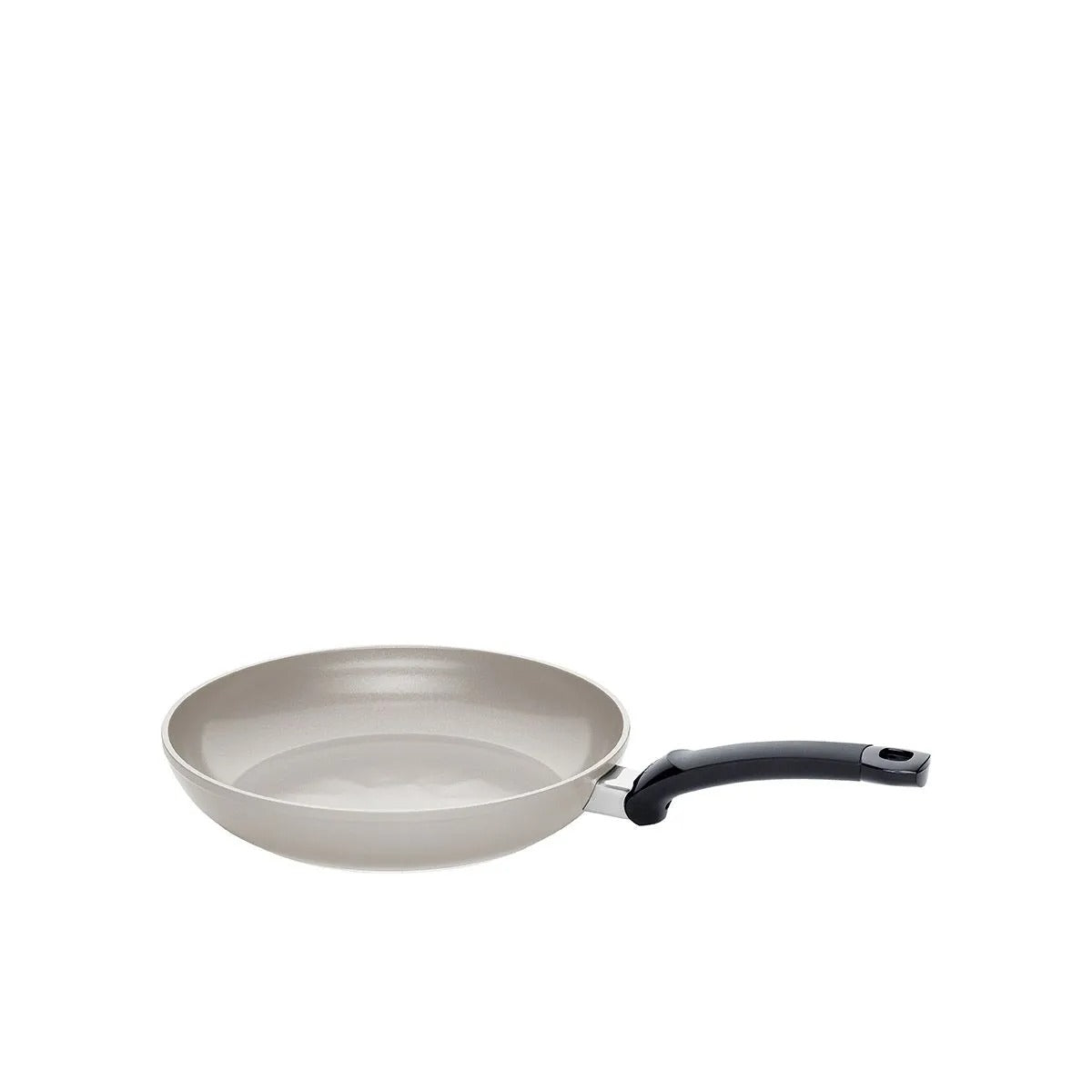 Frying pan with a black handle on a white background