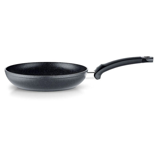 Black frying pan on a white background