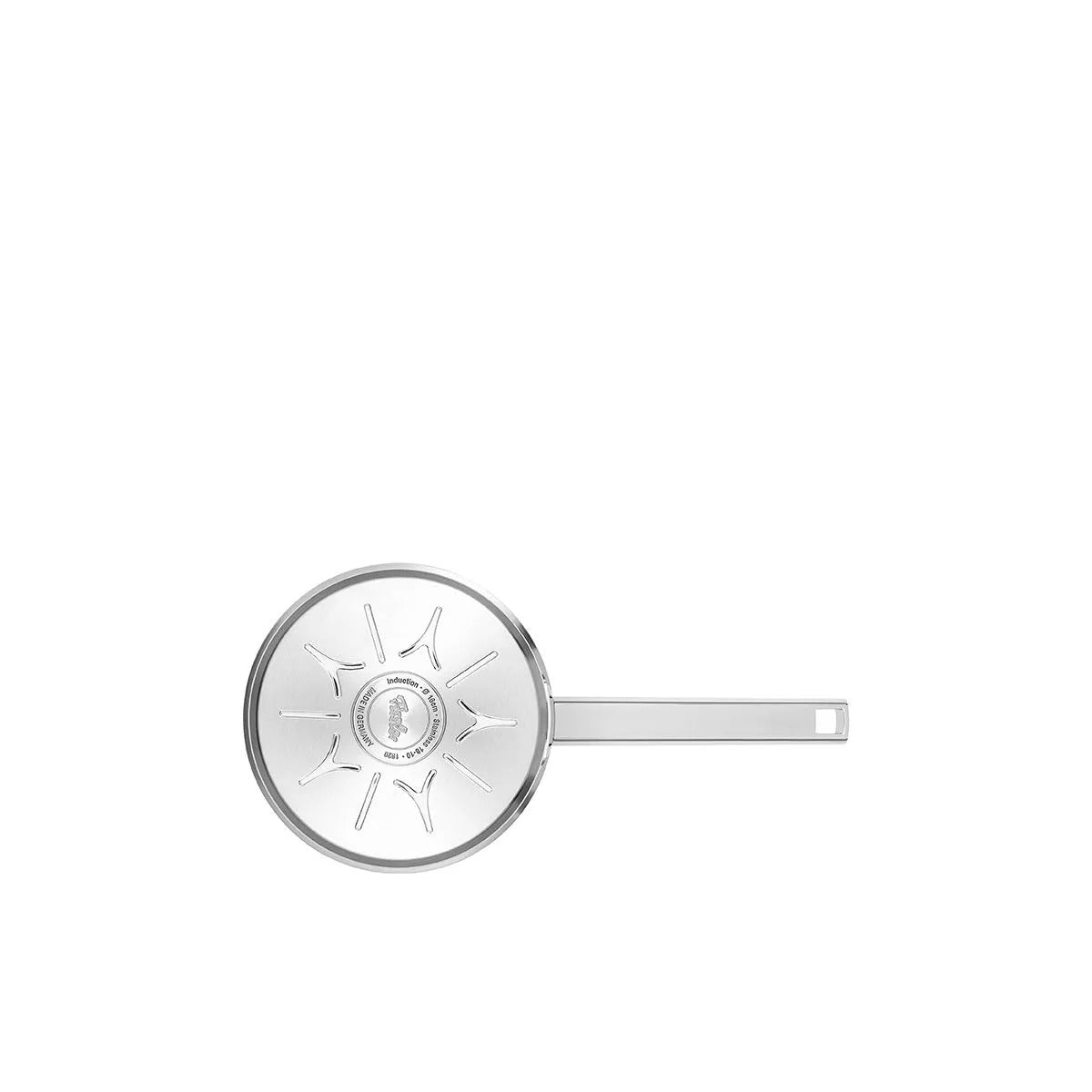 Silver hairpin with circular design on a white background