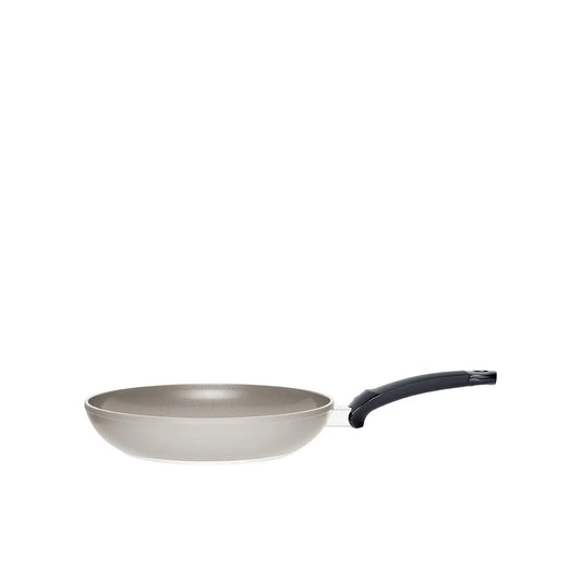 Frying pan with a black handle on a white background