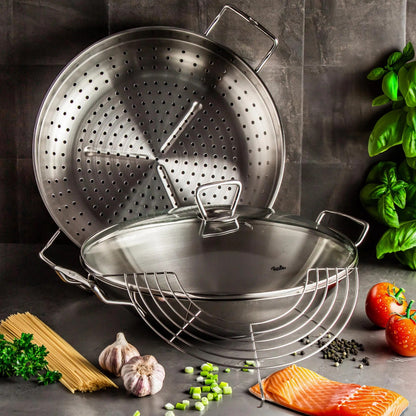 Nanjing Wok with Glass Lid and Steam Inset